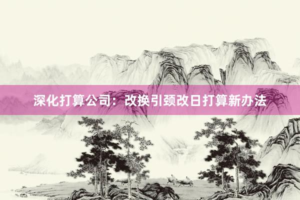 深化打算公司：改换引颈改日打算新办法