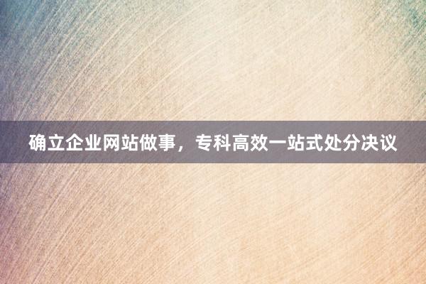 确立企业网站做事，专科高效一站式处分决议